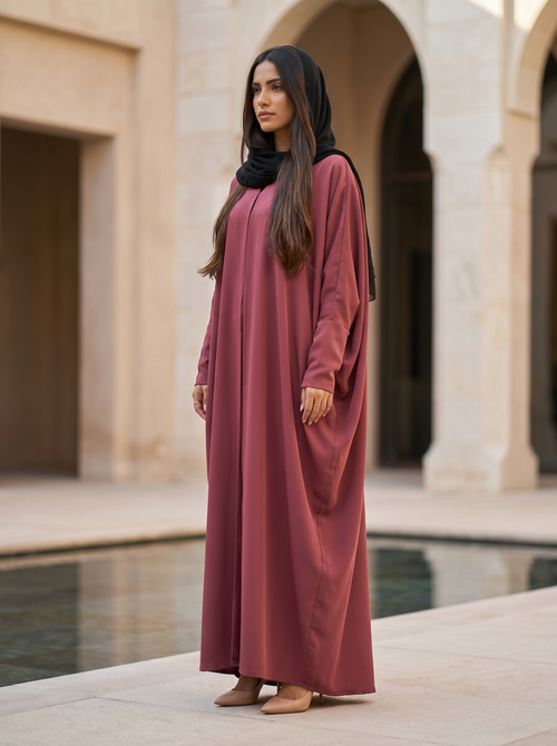 Modern Loose-Cut Abaya with Sculpted Draping – hover image