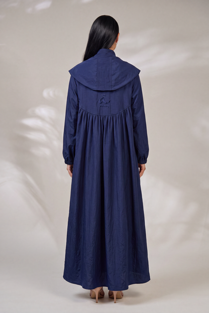 Hooded Button Down Modern Streetwear Navy Abaya