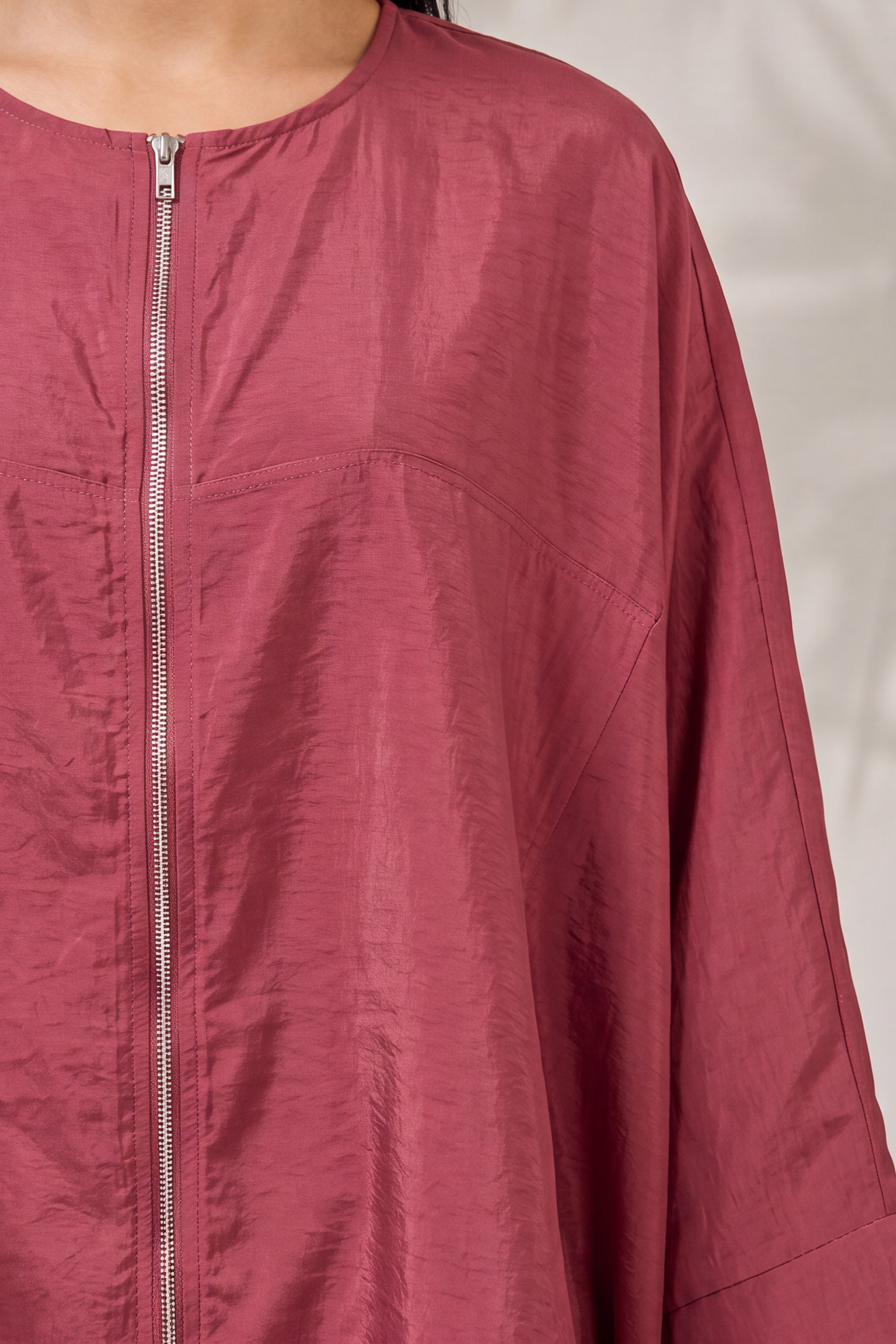 Modest Streetwear Red Abaya Set with Zip Jacket and Skirt
