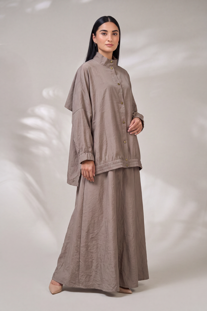 Oversized Modest Streetwear Flow Taupe Abaya Set