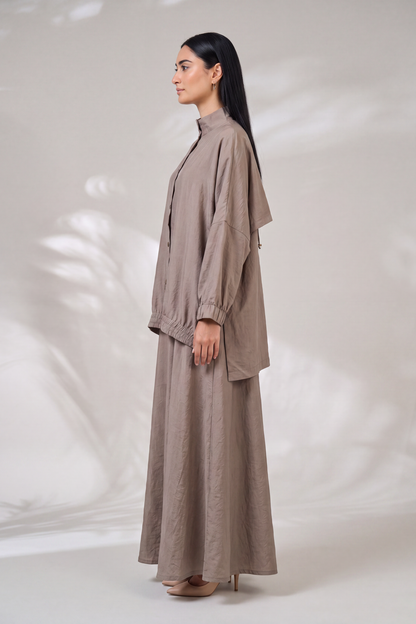 Oversized Modest Streetwear Flow Taupe Abaya Set