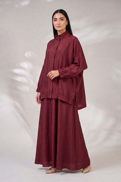 Oversized Modest Streetwear Flow Red Abaya Set
