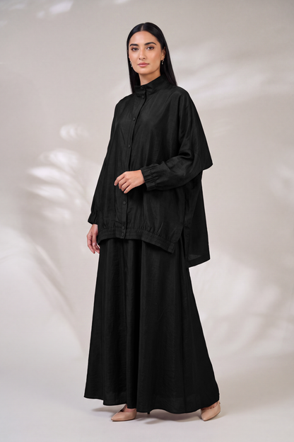 Oversized Modest Streetwear Flow Black Abaya Set