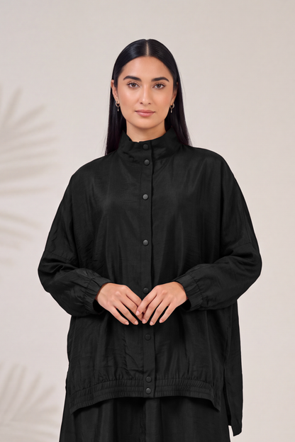 Oversized Modest Streetwear Flow Black Abaya Set