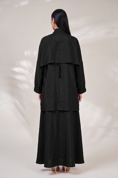 Oversized Modest Streetwear Flow Black Abaya Set