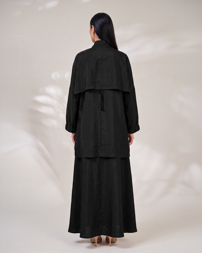 Oversized Modest Streetwear Flow Black Abaya Set