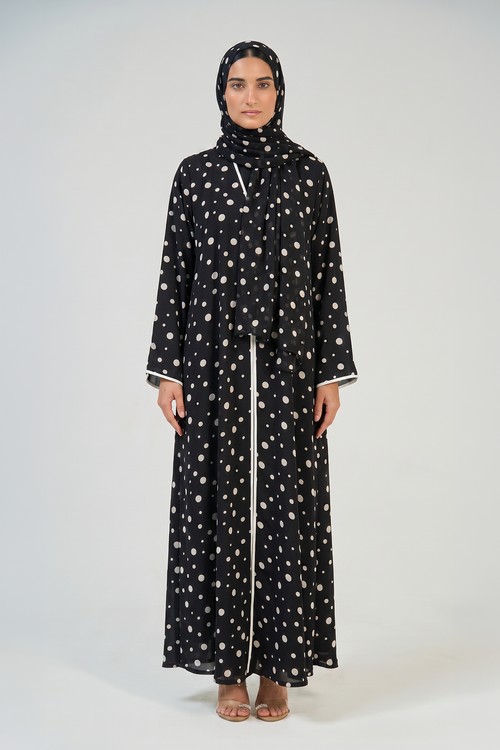 Classic Polka Dot Open Abaya