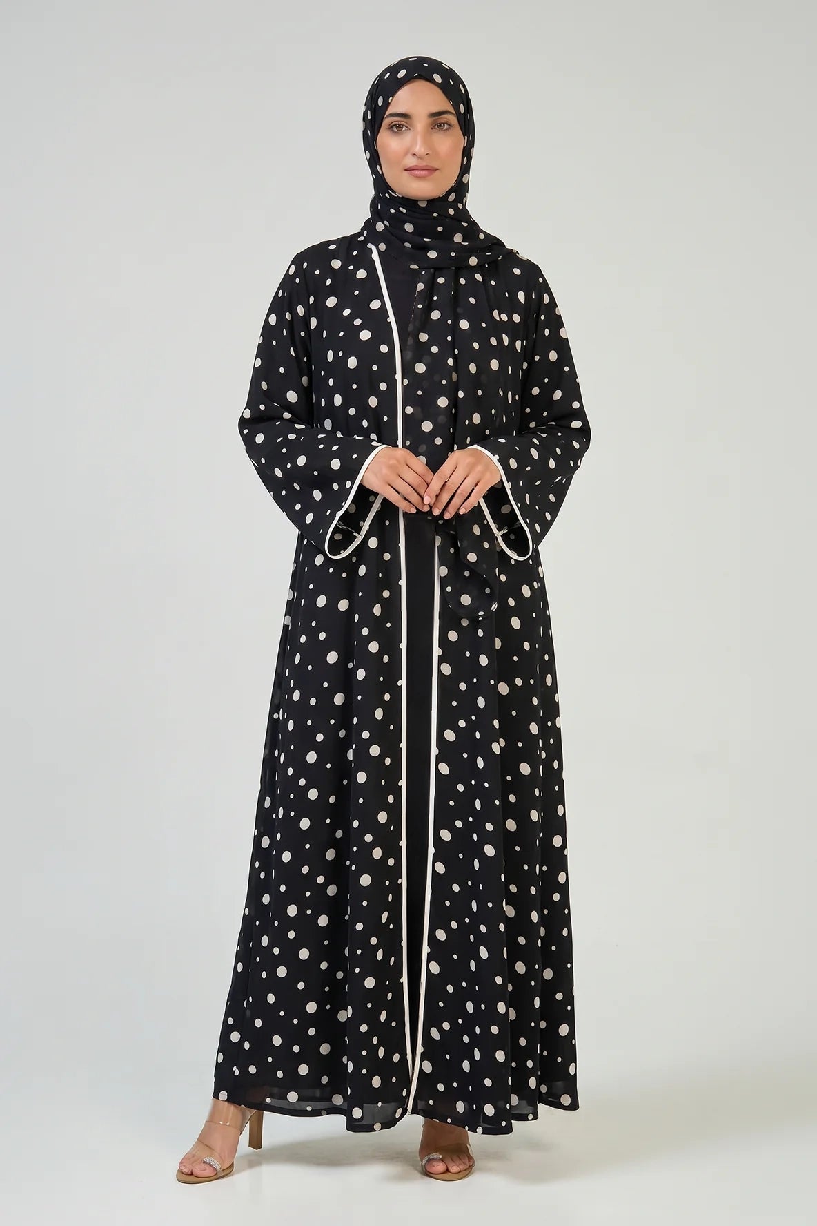 Classic Polka Dot Open Abaya
