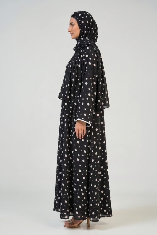 Classic Polka Dot Open Abaya – hover image