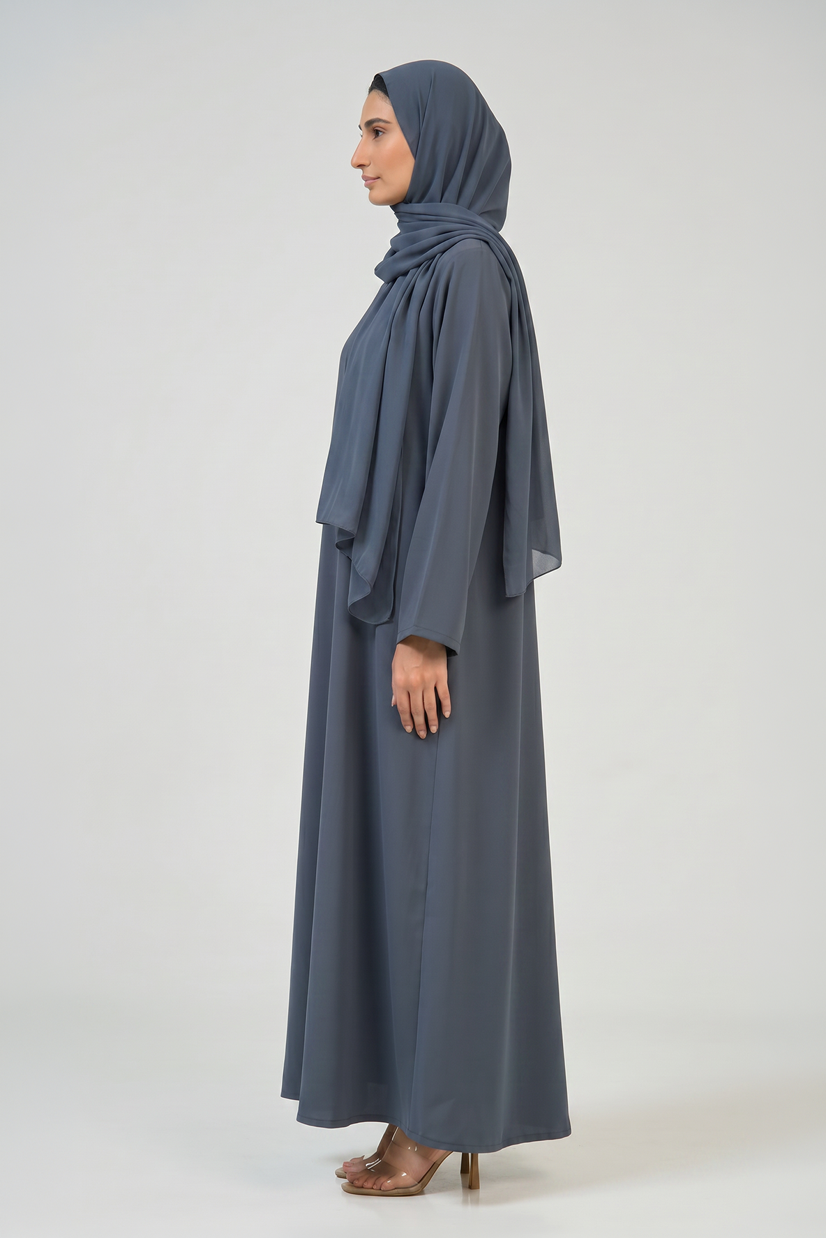 Slate Blue Pleated Abaya