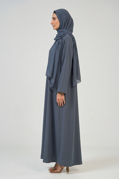 Slate Blue Pleated Abaya