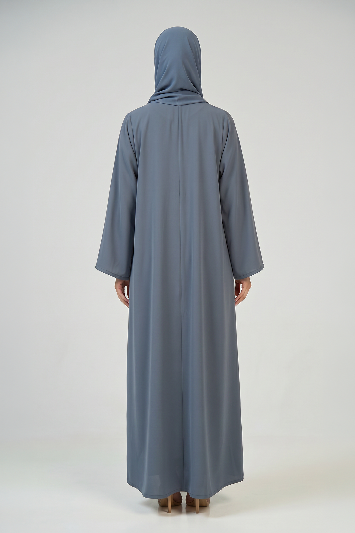 Slate Blue Pleated Abaya