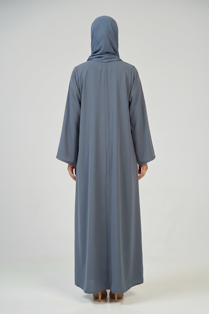 Slate Blue Pleated Abaya