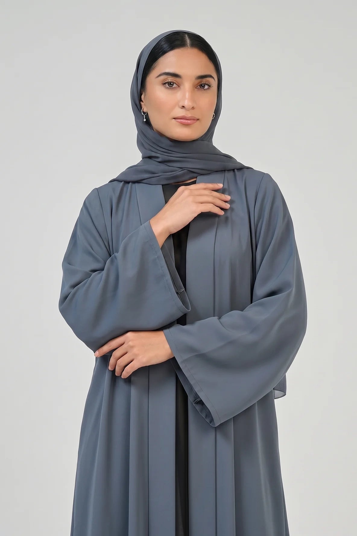 Slate Blue Pleated Abaya