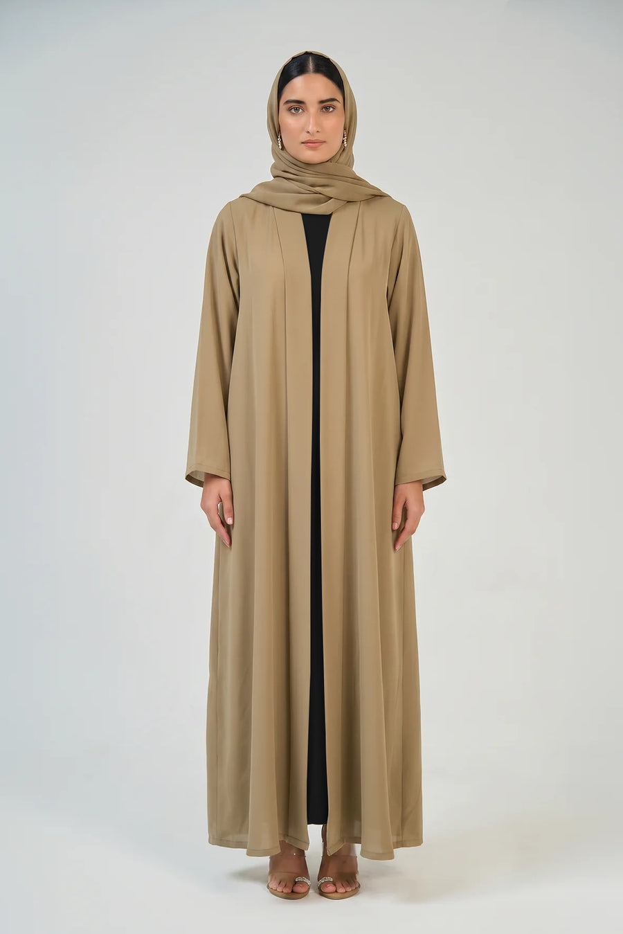 Khaki Sand Pleated Abaya
