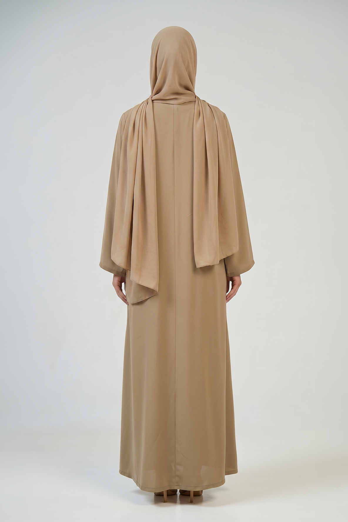 Khaki Sand Pleated Abaya