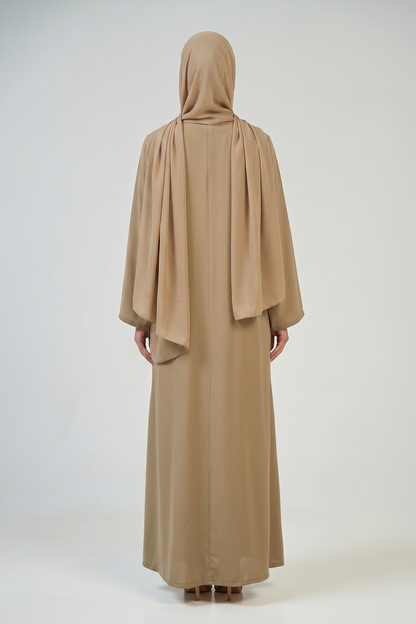 Khaki Sand Pleated Abaya