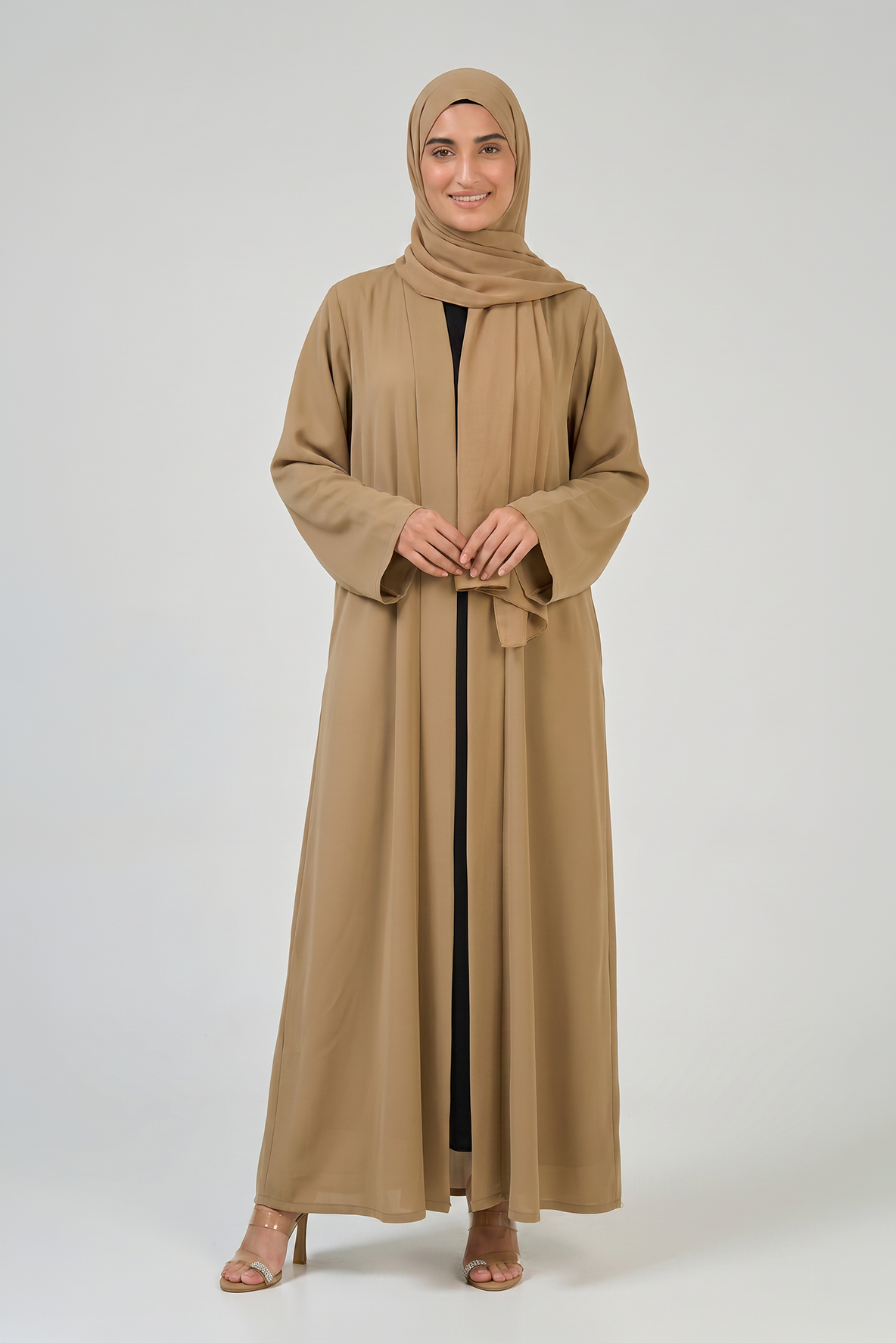 Khaki Sand Pleated Abaya