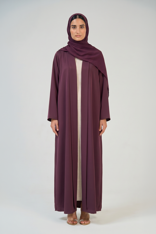 Mulberry Plum Pleated Abaya