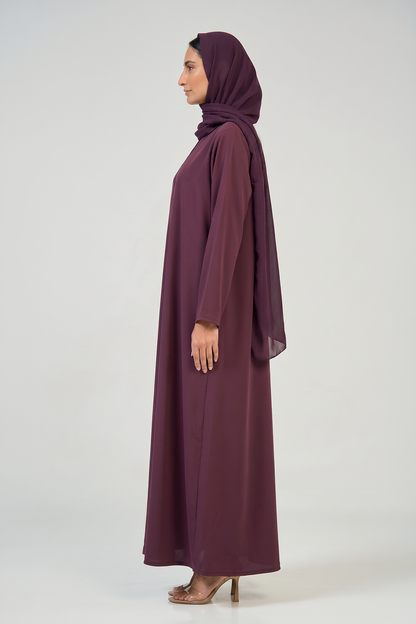 Mulberry Plum Pleated Abaya