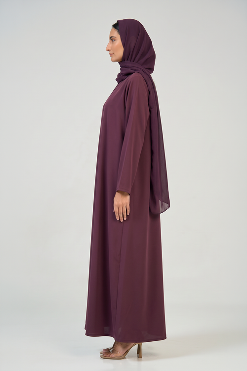 Mulberry Plum Pleated Abaya – hover image
