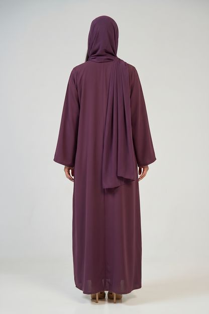 Mulberry Plum Pleated Abaya