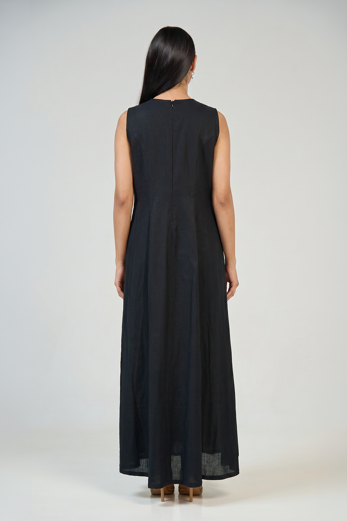 Midnight Black Linen Inner Dress