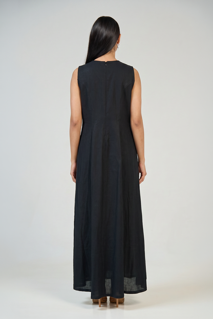 Midnight Black Linen Inner Dress