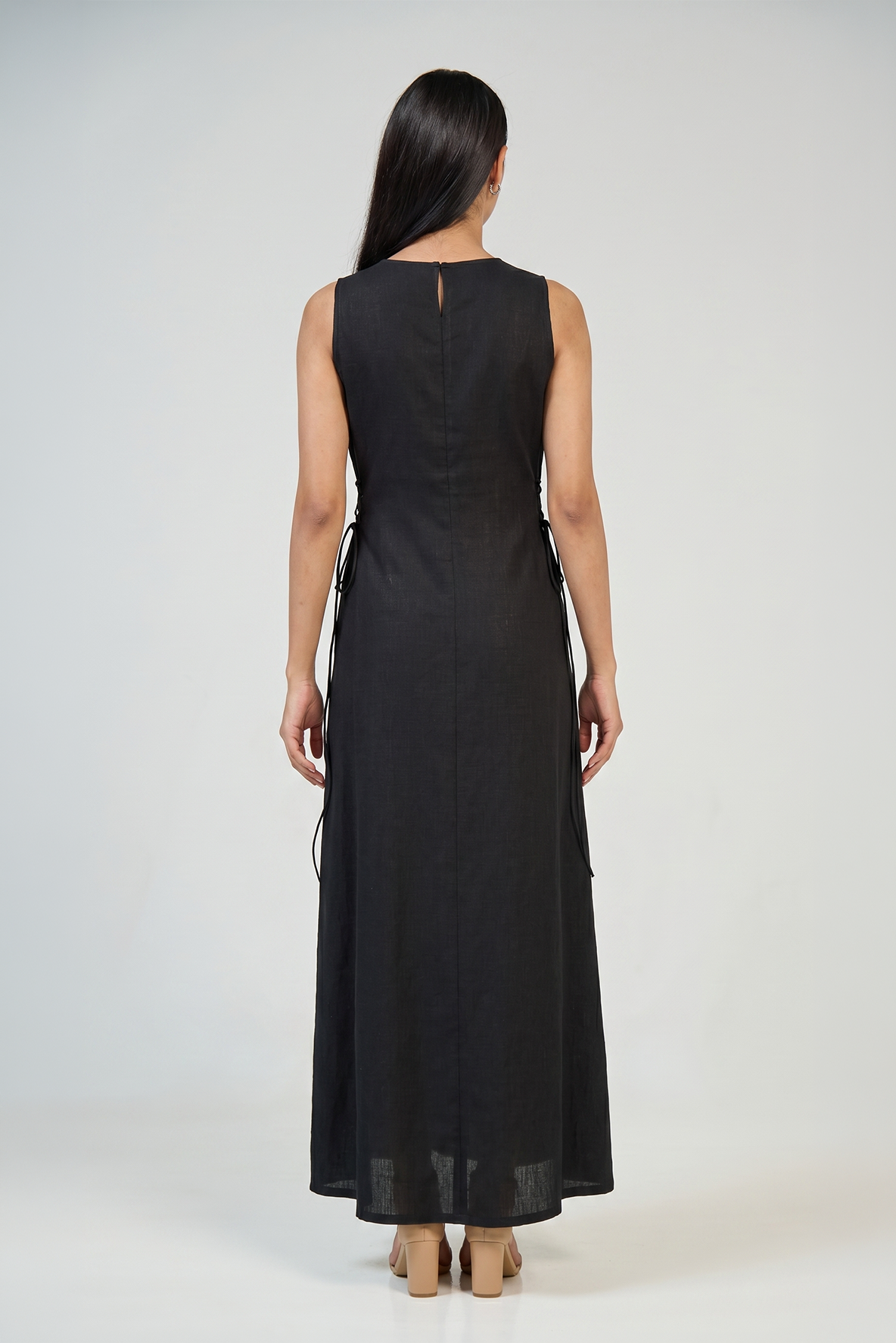 Midnight Black Adjustable Linen Inner Dress