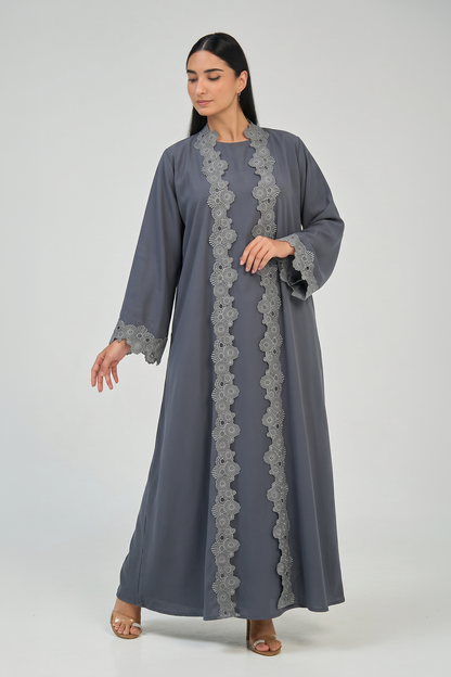 Moonstone Lace Abaya Set
