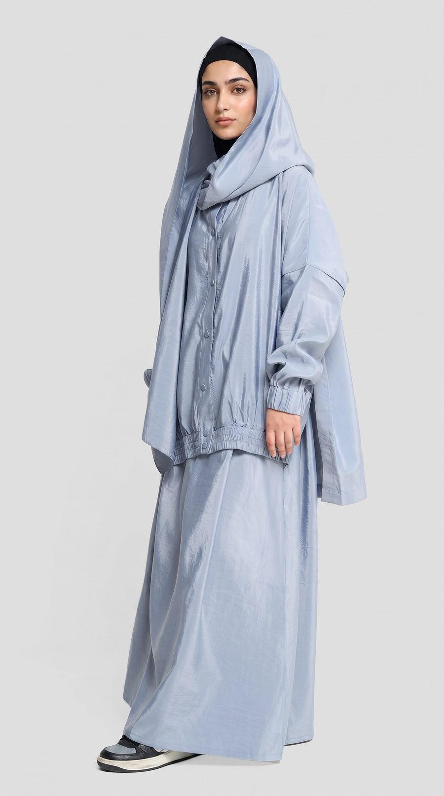 Oversized Modest Streetwear Blue Haze Flow Abaya Set