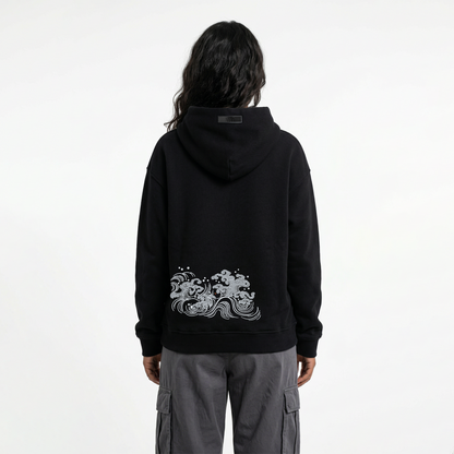 Ocean Wave and Cloud - Embroidery - Hoodie
