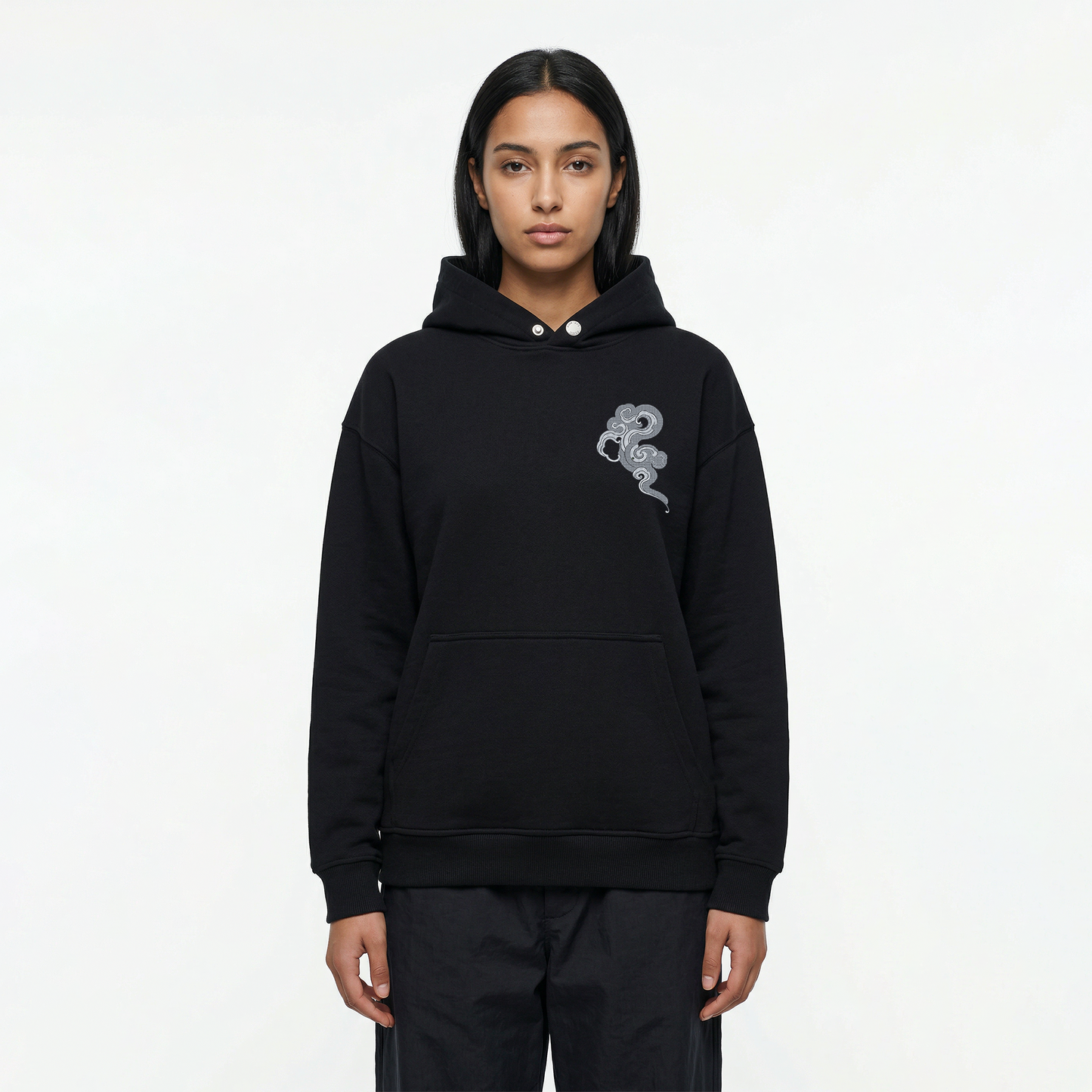 Ocean Wave and Cloud - Embroidery - Hoodie