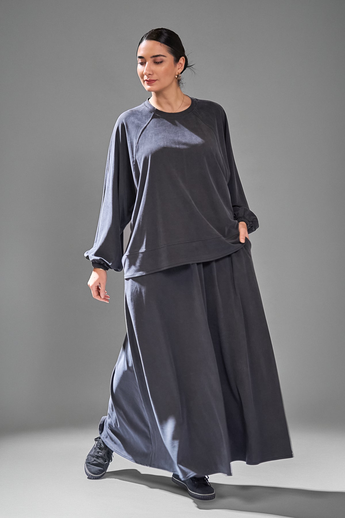 Everyday Ease Skirt Set in Slate Grey