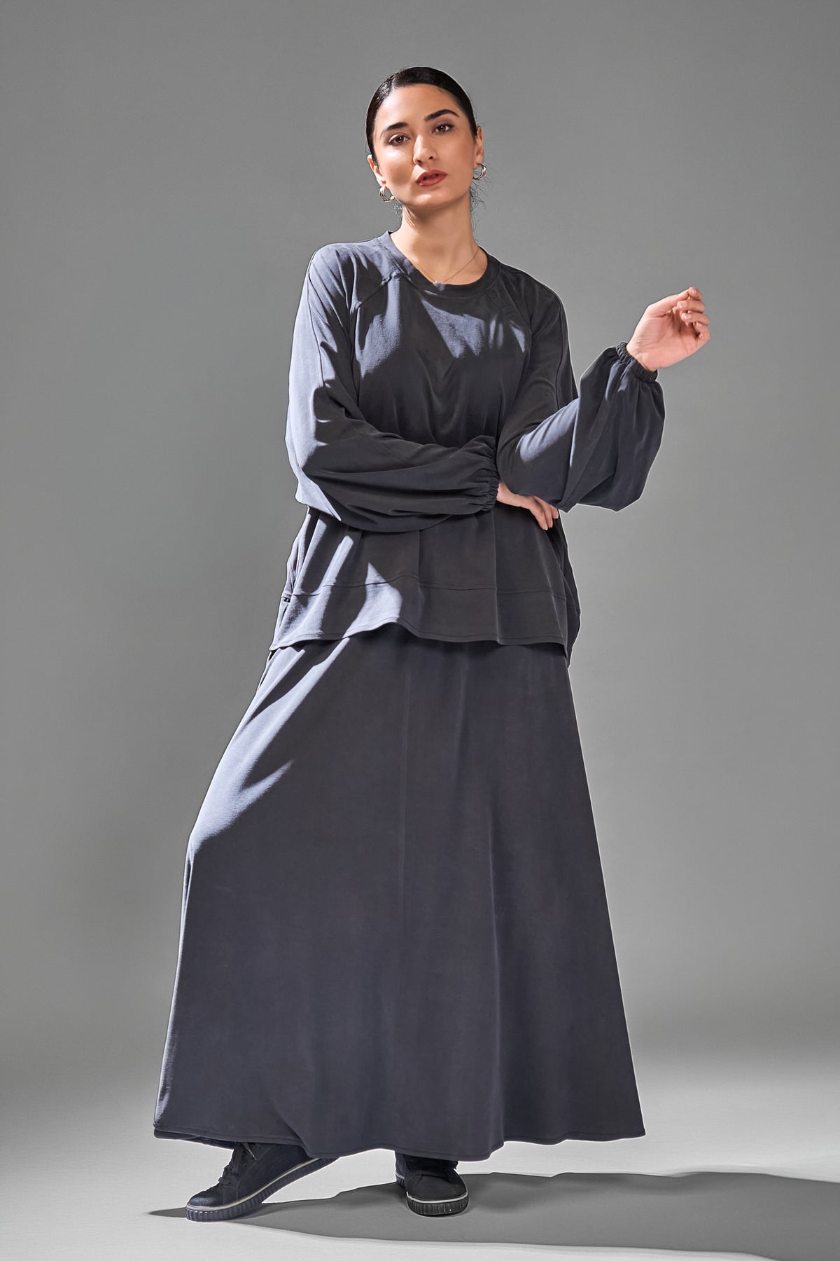 Everyday Ease Skirt Set in Slate Grey