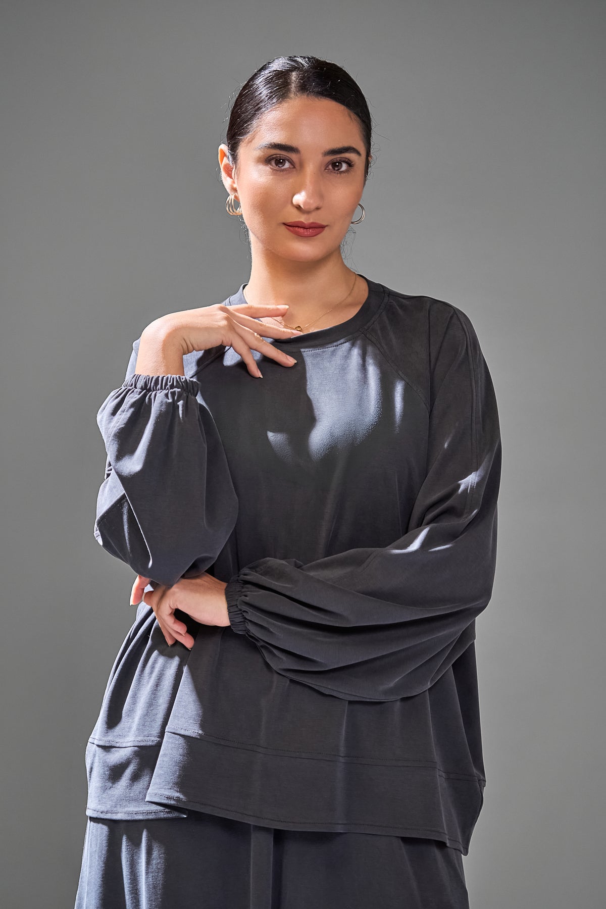 Everyday Ease Skirt Set in Slate Grey