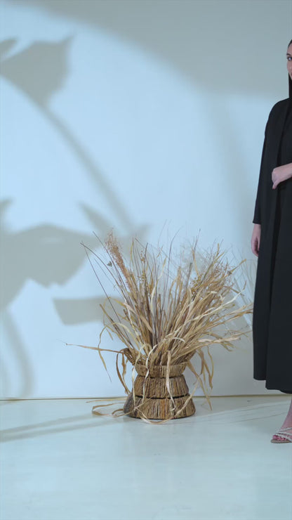 Minimalist Structured Black Abaya with Wide Sleeves & Clean Panel Detailing