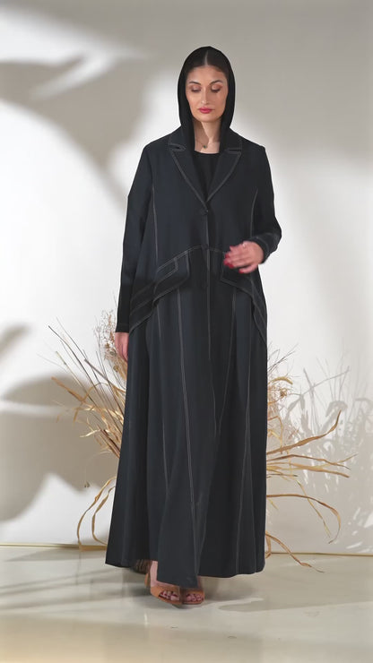 Midnight Structured Panel Cupro Abaya