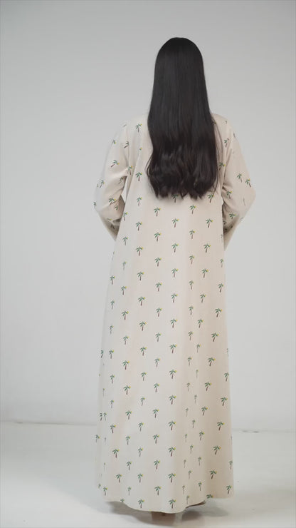 عباية كتان بطباعة نباتية بسيطة (نسخة)