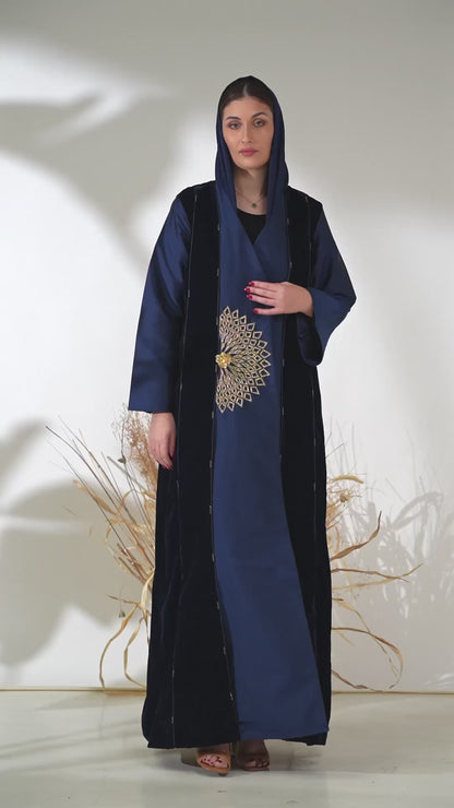 Regal Midnight Bloom Embellished Abaya