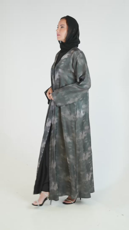 Cloud Mist Satin Abaya