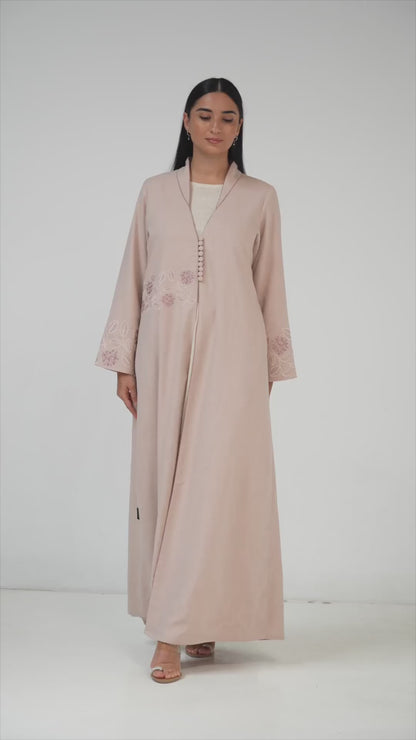 Blush Bloom Embroidered Abaya