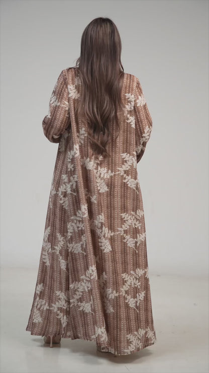 Floral Textured Abaya with Elegant Layered Design