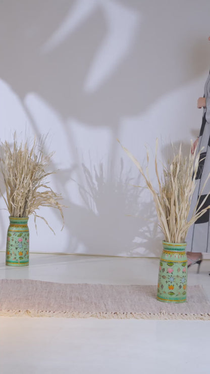 Geometric Panel Abaya in Silver Taffeta with Black Structured Accents