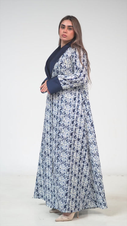 Printed Shawl Collar Abaya with Contemporary Flow