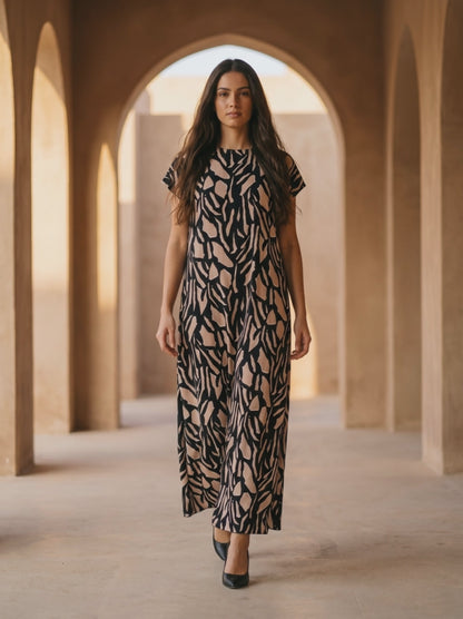 Sand & Noir Abstract Printed Dress