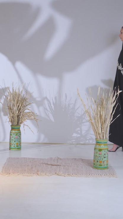 Midnight Petals Waist-Embroidered Abaya