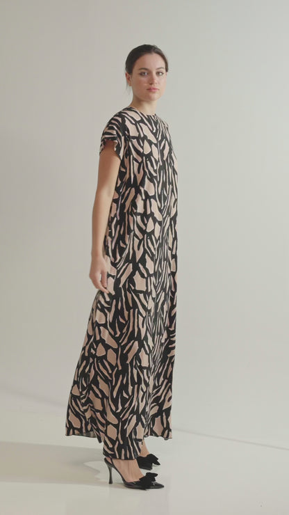 Sand & Noir Abstract Printed Dress